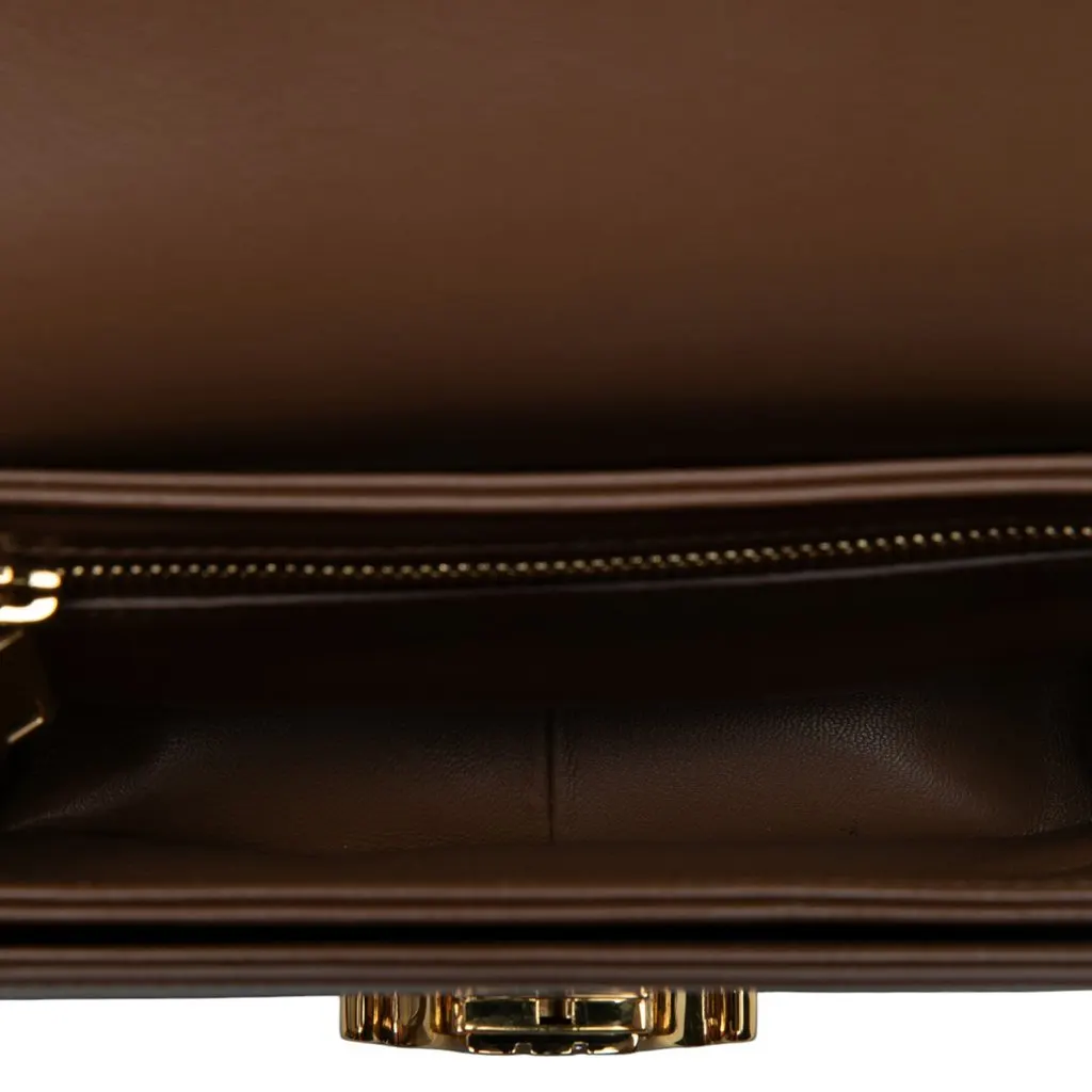 Celine Teen Shiny Calfskin Triomphe Crossbody Brown Leather Very good - Model View