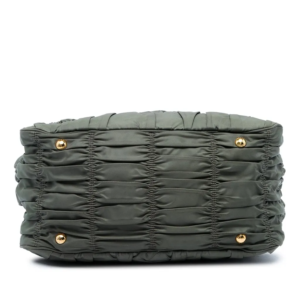 Prada Tessuto Gaufre Satchel Green Polyamide Good - Inside View
