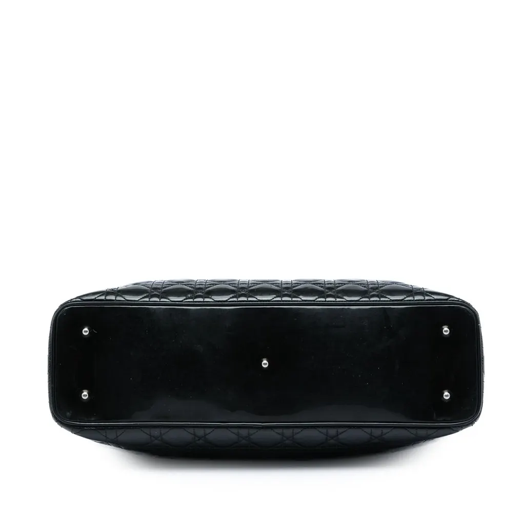 Dior Extra Large Patent Cannage Lady Dior Black Leather Good - Inside View
