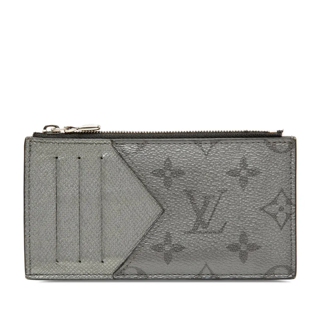 Louis Vuitton Monogram Eclipse Reverse Taigarama Coin Card Holder Black Very good - Front View