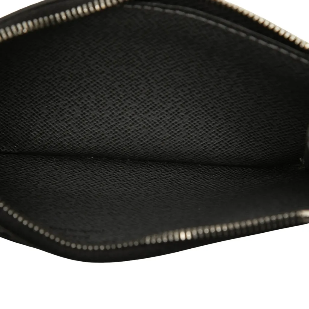 Louis Vuitton Monogram Eclipse Reverse Taigarama Coin Card Holder Black Very good - Model View