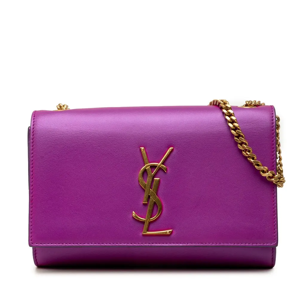 Saint Laurent Small Smooth Calfskin Monogram Kate Crossbody Purple Leather Very good - Front View