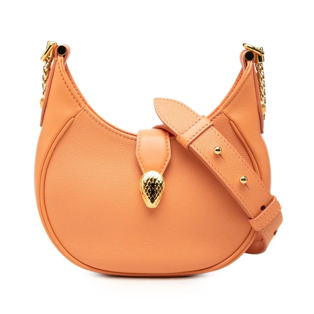 Bvlgari Small Leather Serpenti Ellipse Satchel Orange Leather Very good - Front View