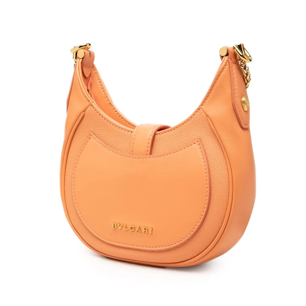 Bvlgari Small Leather Serpenti Ellipse Satchel Orange Leather Very good - Back View