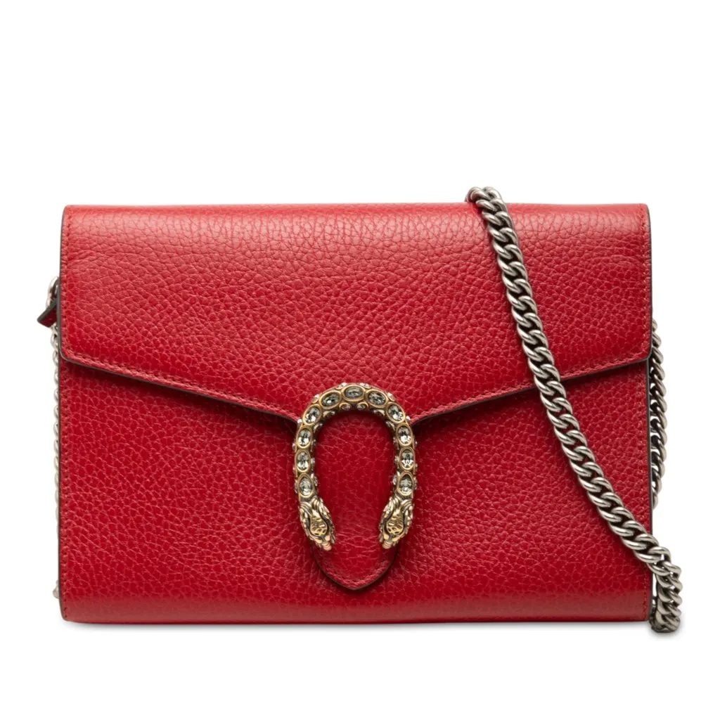 Gucci Calfskin Dionysus Wallet on Chain Red Leather Very good - Front View