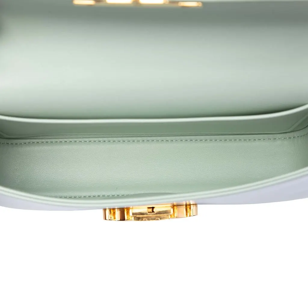 Celine Shiny Calfskin Triomphe Claude Chain Shoulder Bag Green Leather Very good - Model View