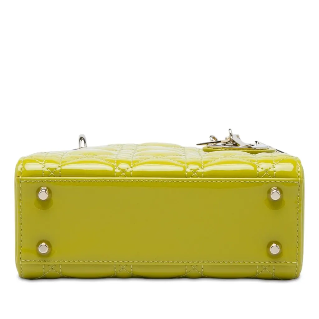 Dior Mini Patent Cannage Lady Dior Yellow Leather Very good - Inside View
