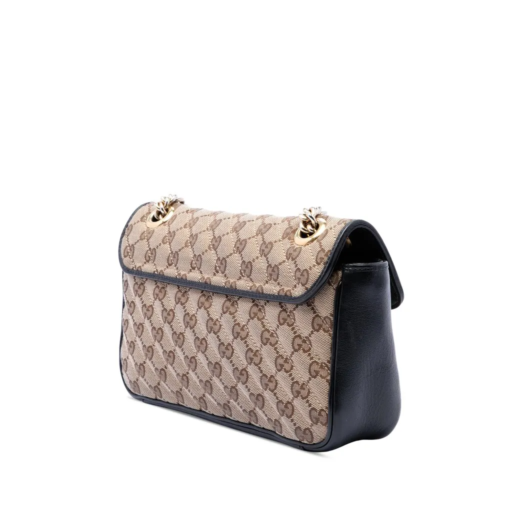 Gucci Medium GG Marmont Matelasse Diagonal GG Canvas Shoulder Bag Beige Very good - Back View