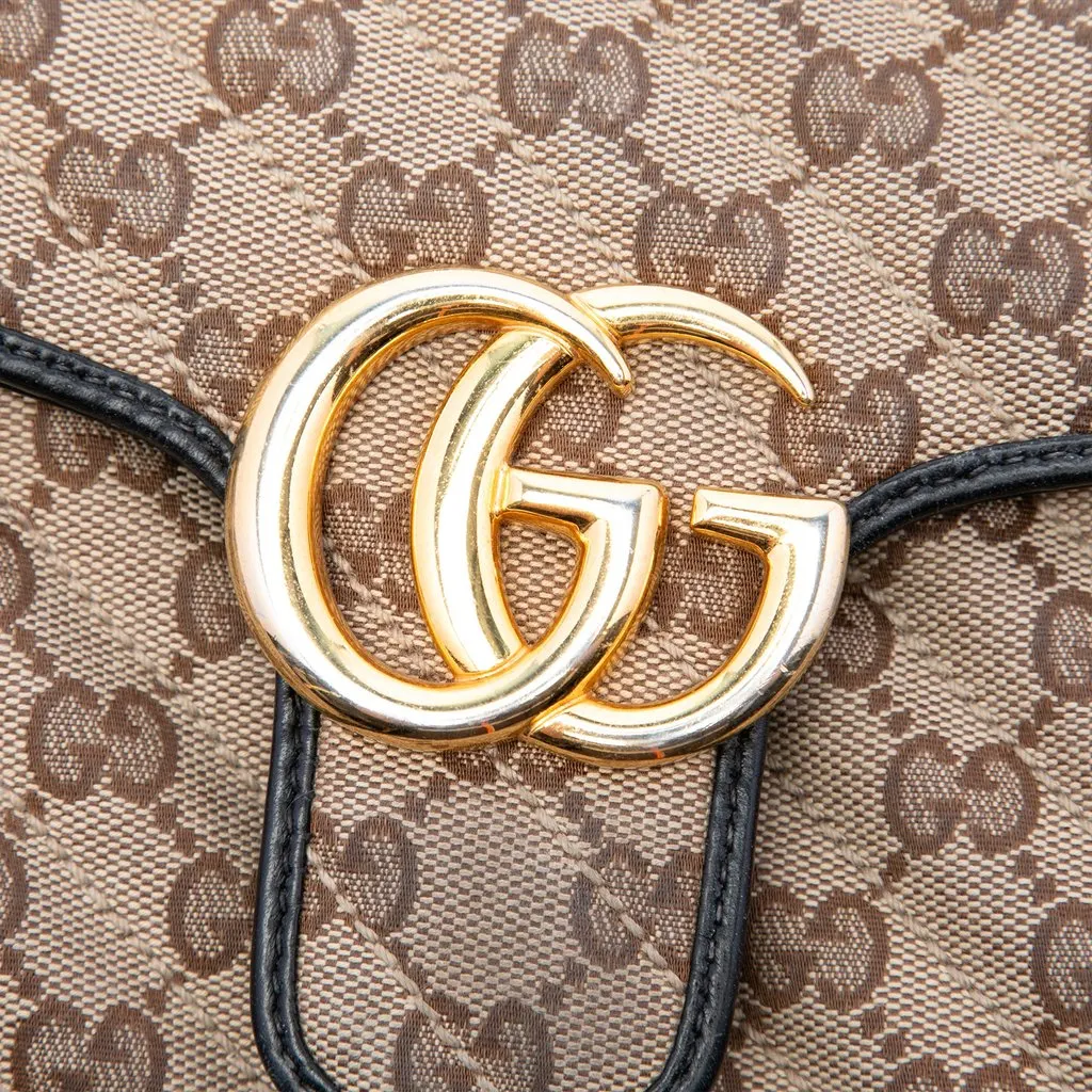 Gucci Medium GG Marmont Matelasse Diagonal GG Canvas Shoulder Bag Beige Very good - Box View