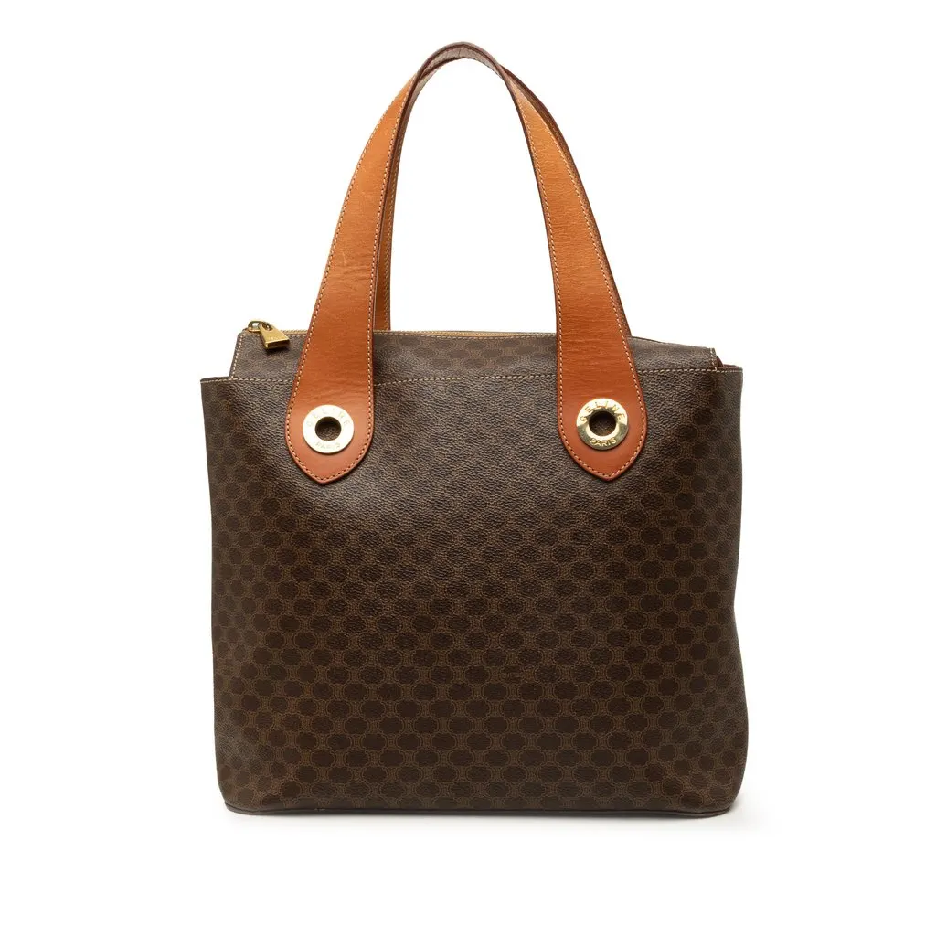 Celine Macadam Coated Canvas Handbag Brown Canvas Good - Front View