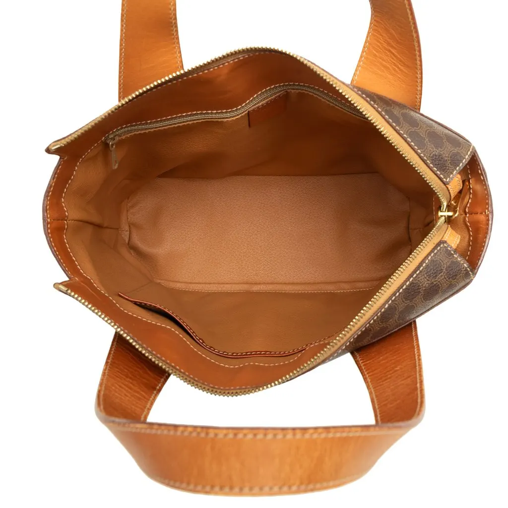 Celine Macadam Coated Canvas Handbag Brown Canvas Good - Model View