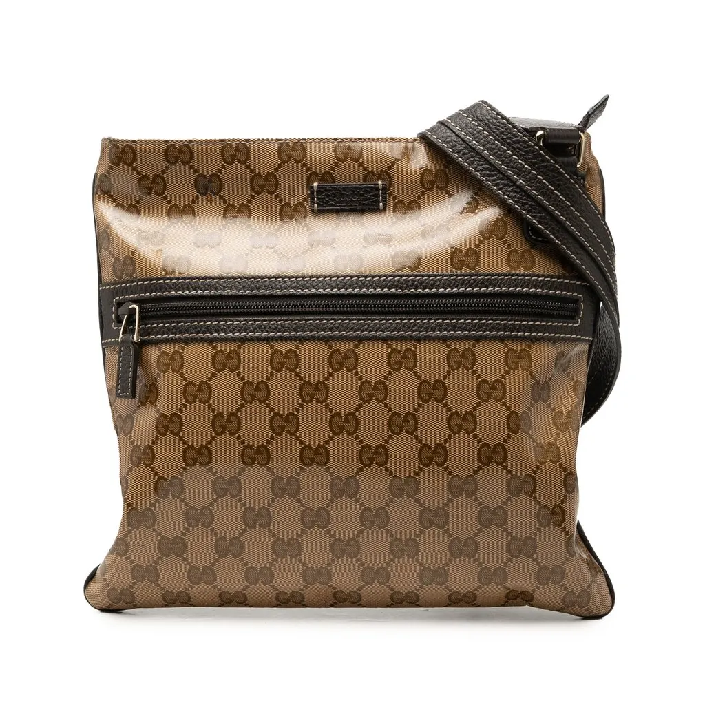 Gucci GG Crystal Crossbody Beige Canvas Good - Front View