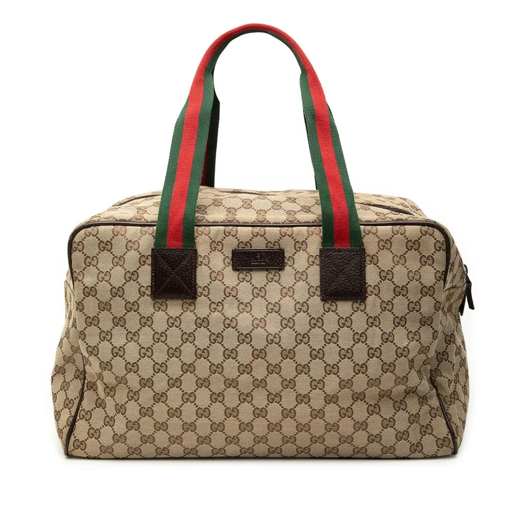 Gucci GG Canvas Web Duffle Bag Beige Very good - Front View