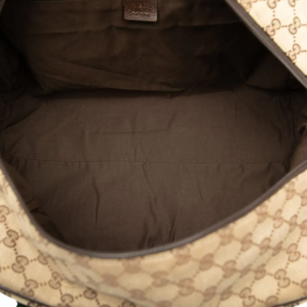 Gucci GG Canvas Web Duffle Bag Beige Very good - Model View