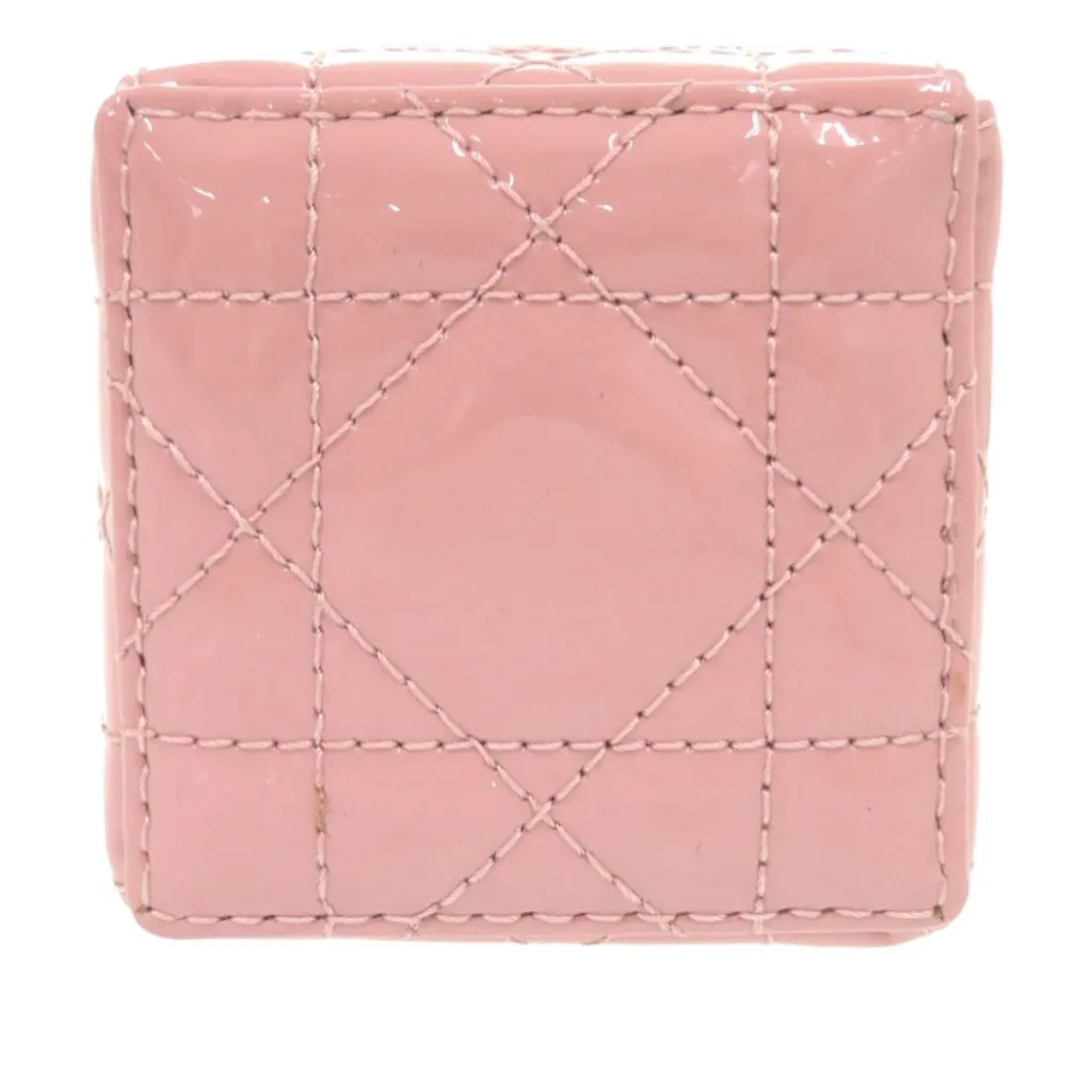 Dior Micro Patent Cannage Lady Dior Cube Pouch Pink Leather Very good - Inside View