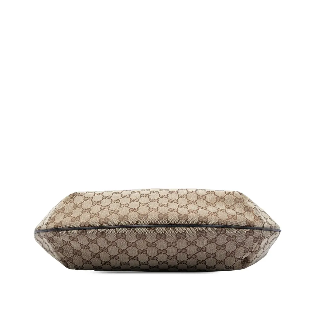 Gucci GG Canvas Web Half Moon Crossbody Beige Very good - Inside View