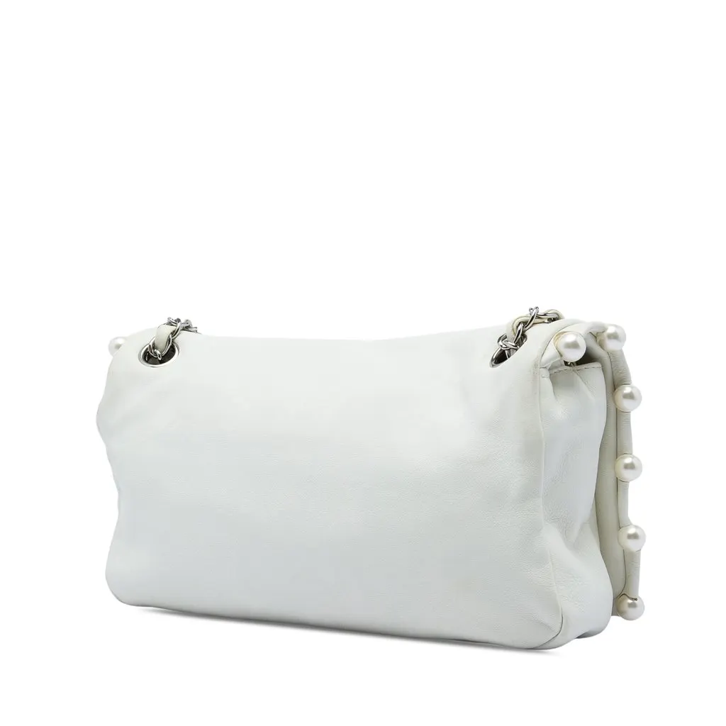 Chanel Lambskin Pearl Obsession Flap White Leather Very good - Back View