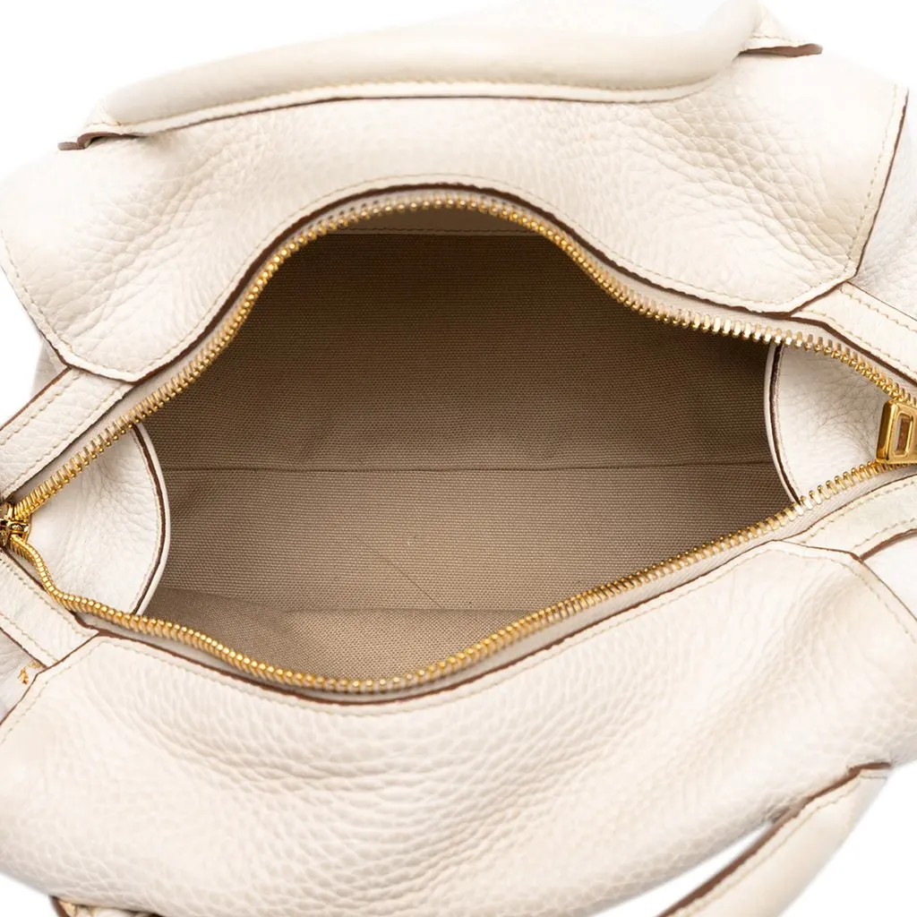 Prada Vitello Daino Zip Top Satchel White Leather Very good - Model View