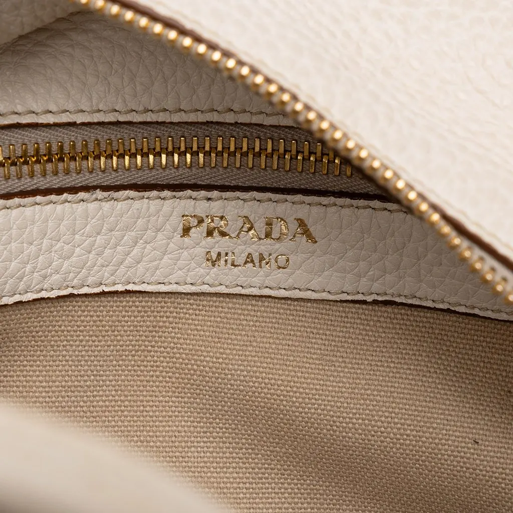 Prada Vitello Daino Zip Top Satchel White Leather Very good - Box View