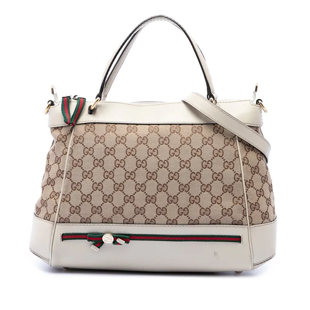Gucci GG Canvas Web Mayfair Satchel Beige Very good - Front View