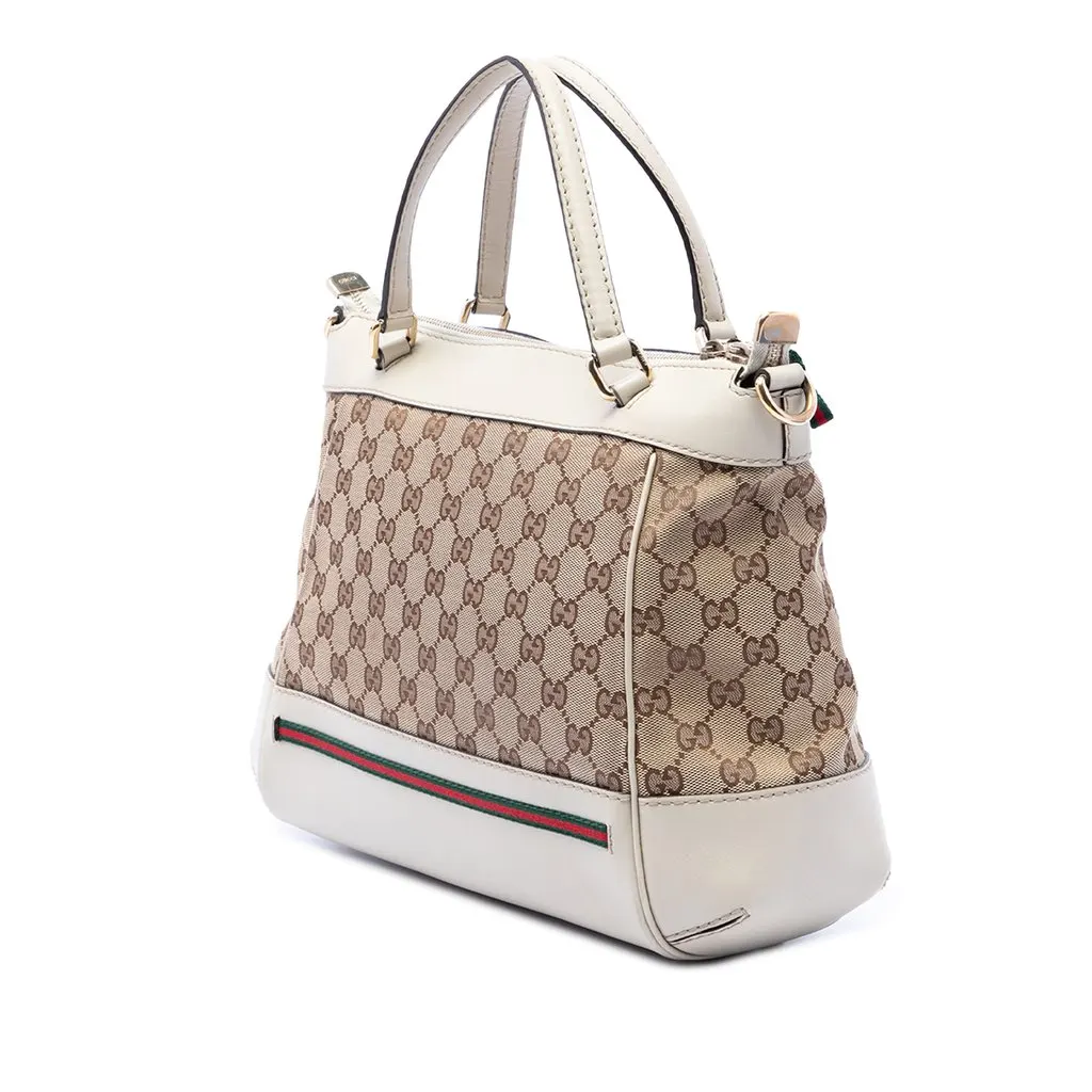 Gucci GG Canvas Web Mayfair Satchel Beige Very good - Back View