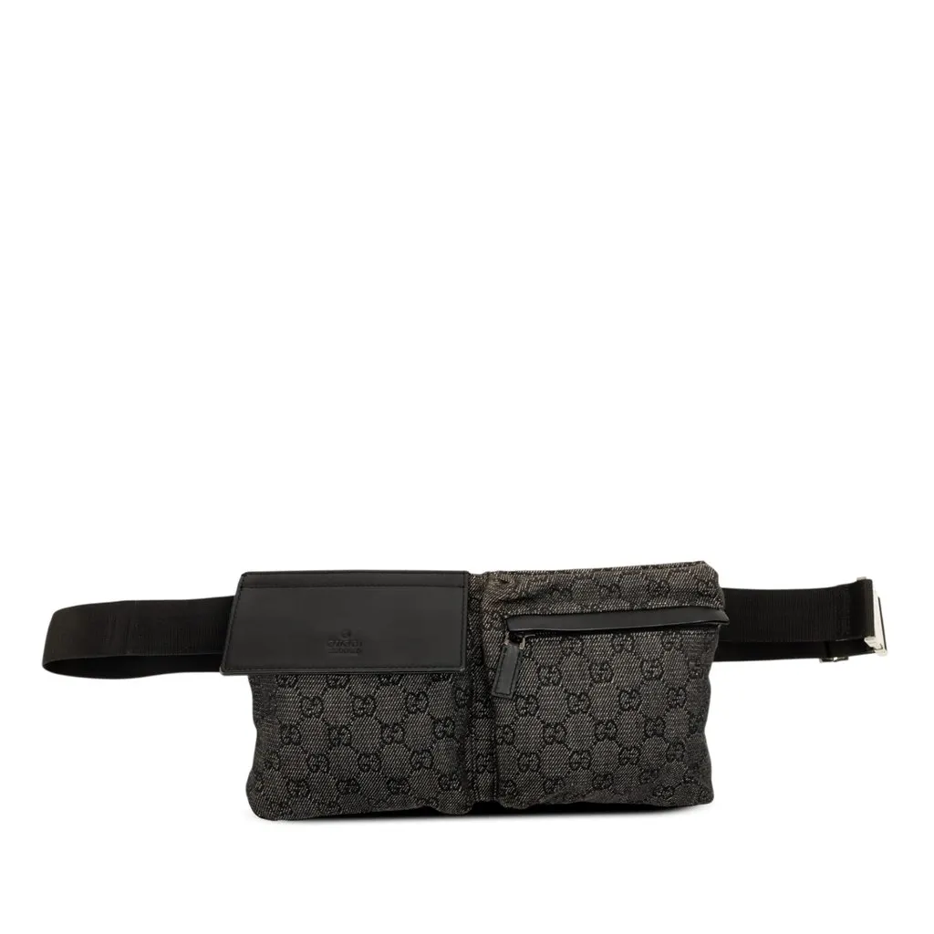 Gucci GG Denim Double Pocket Belt Bag MultiColor Very good - Front View