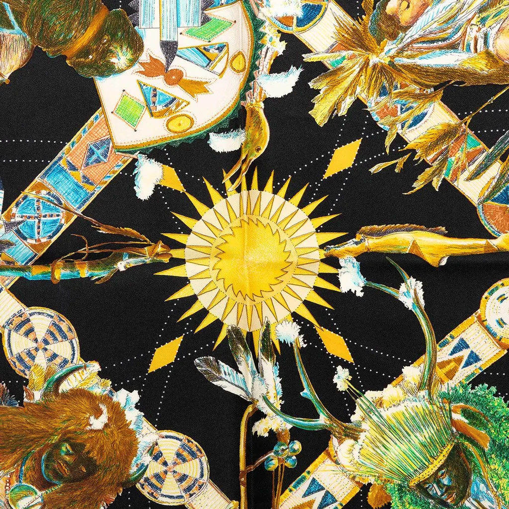 Hermès Les Danses Silk Scarf 90 Black Silk Never worn - Back View