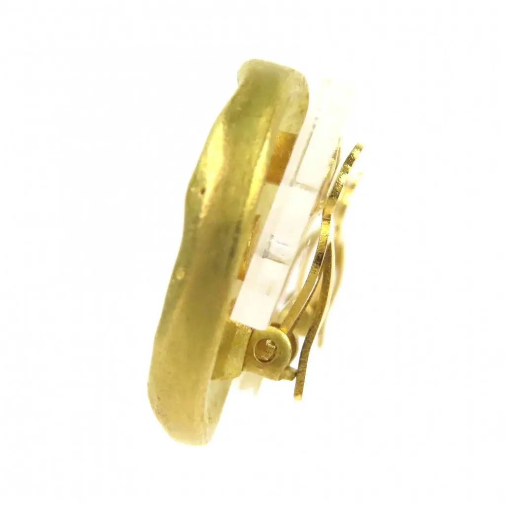 Chanel CC Gold Plated Round Clip On Earrings Gold Metal Very good - Box View