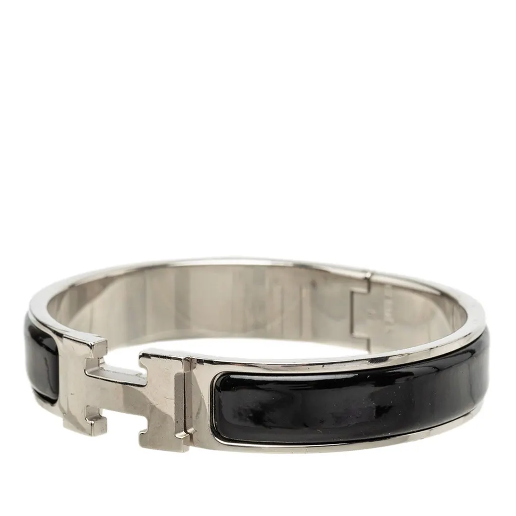 Hermès Narrow Enamel Clic H Bracelet PM Black Very good - Back View