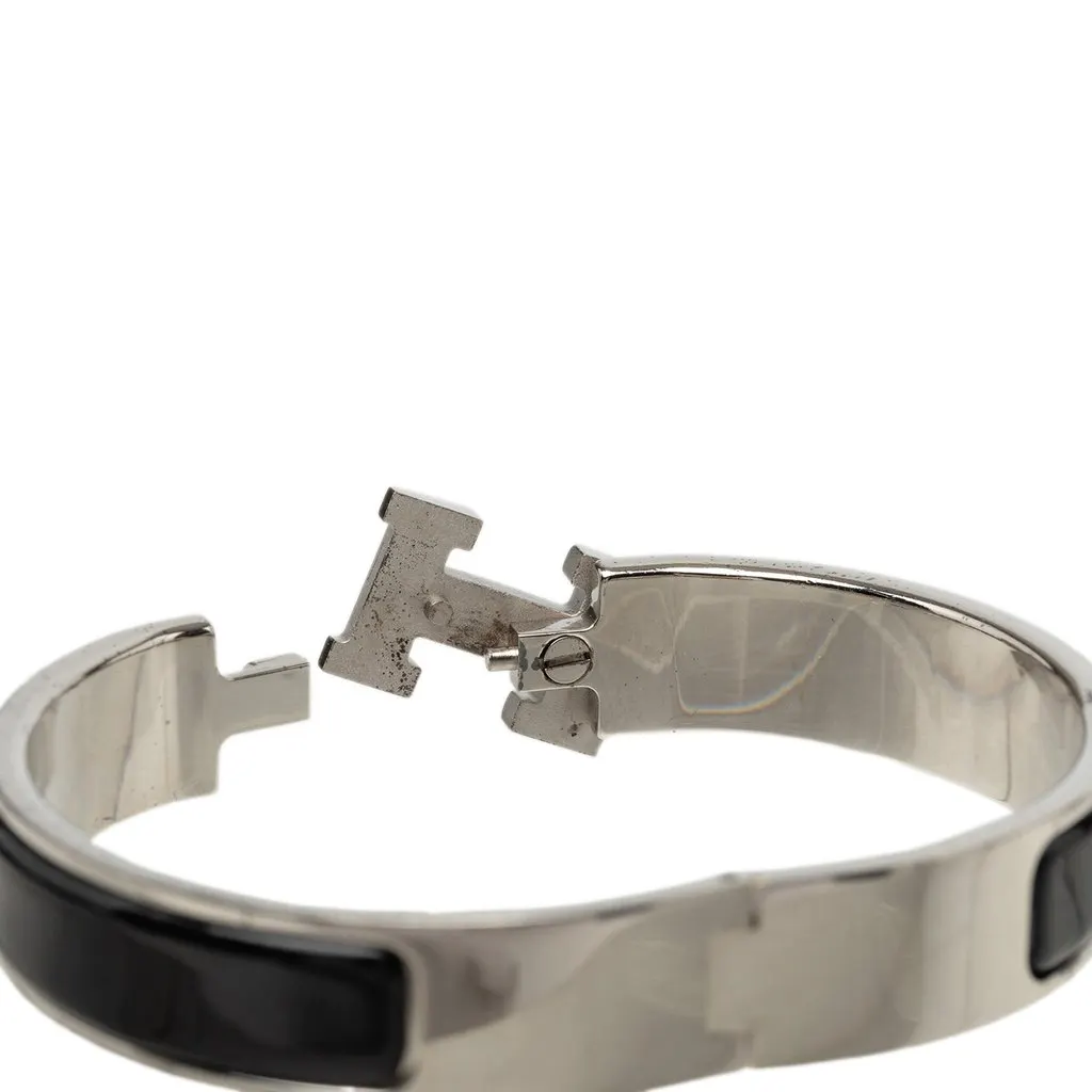 Hermès Narrow Enamel Clic H Bracelet PM Black Very good - Model View