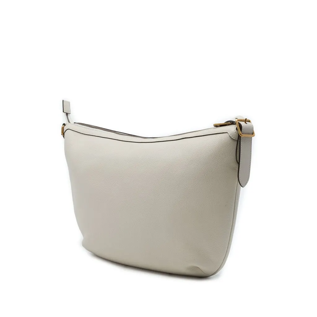 Gucci Grained Calfskin Logo Half Moon Crossbody Brown Leather Very good - Back View