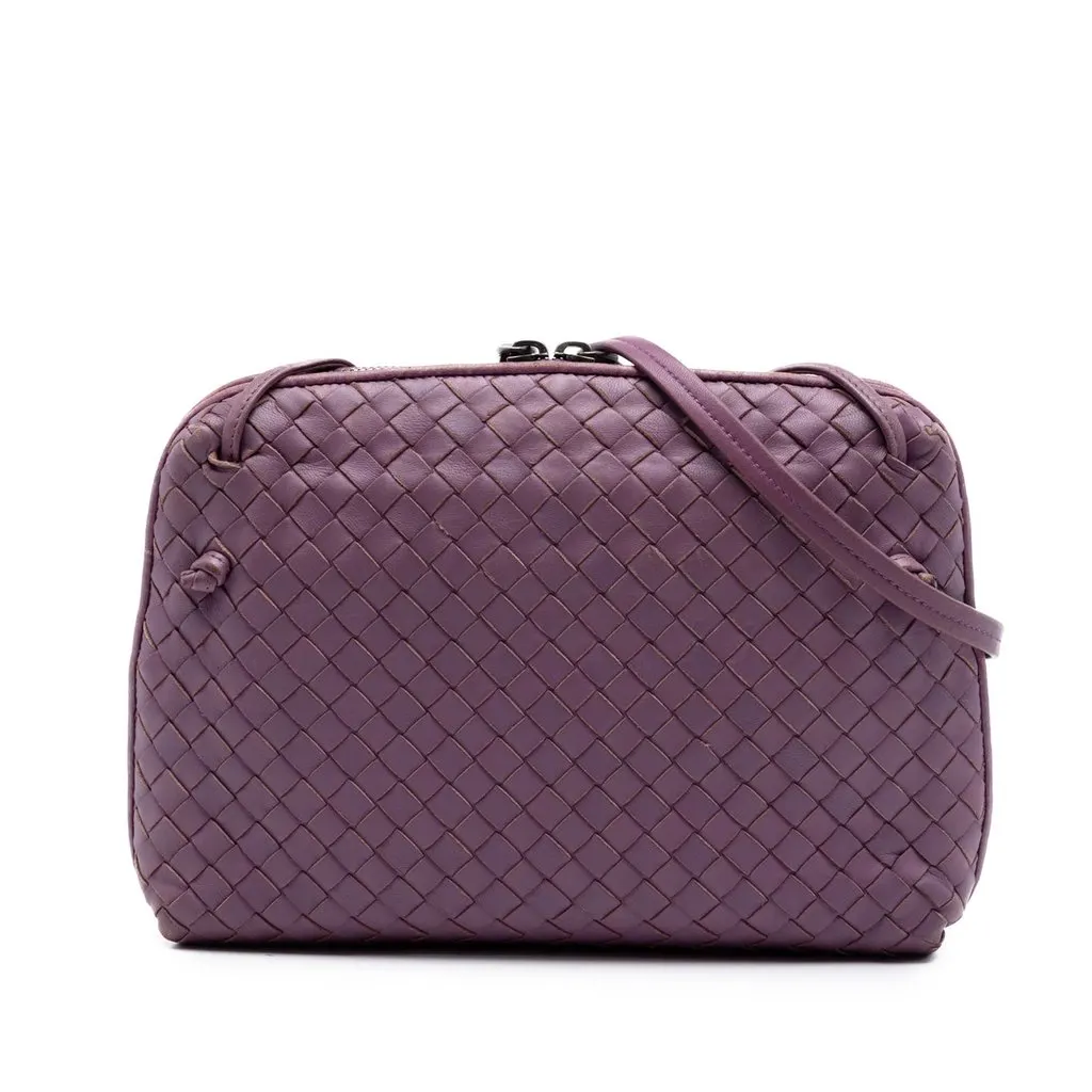 Bottega Veneta Nappa Intrecciato Nodini Crossbody Purple Leather Very good - Front View