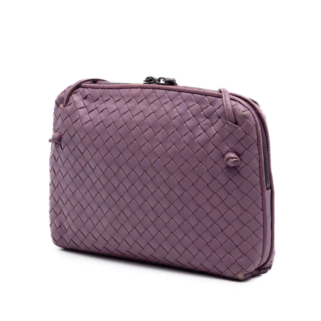 Bottega Veneta Nappa Intrecciato Nodini Crossbody Purple Leather Very good - Back View