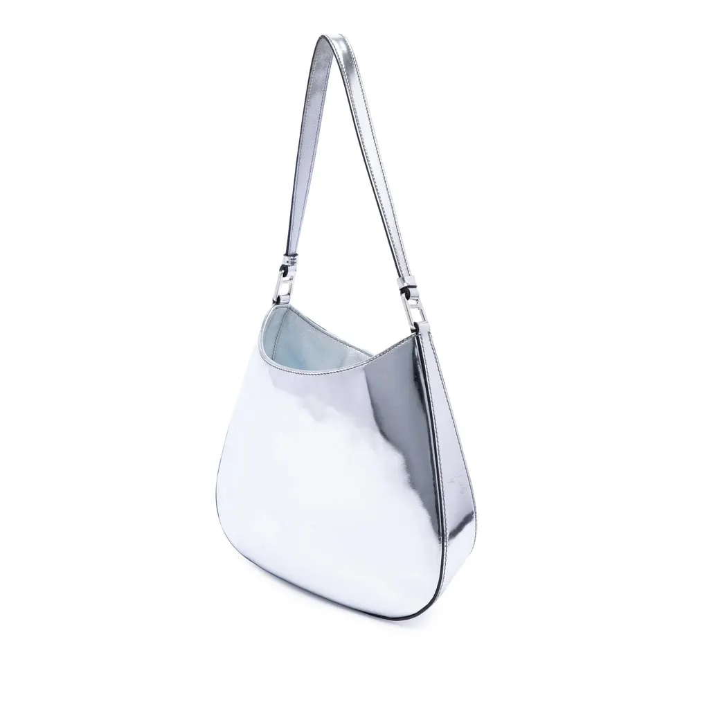 Prada Spazzolato Leather Cleo Shoulder Bag Silver Leather Very good - Back View