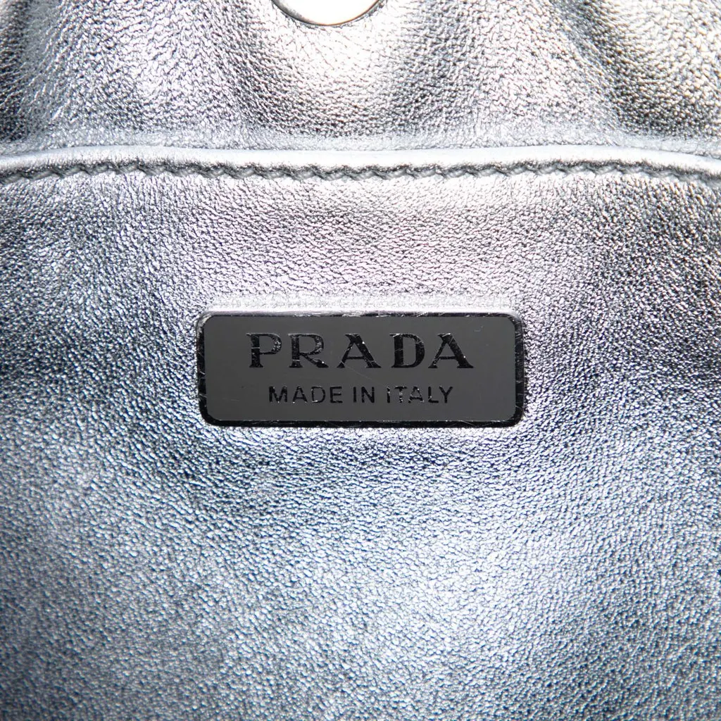 Prada Spazzolato Leather Cleo Shoulder Bag Silver Leather Very good - Box View