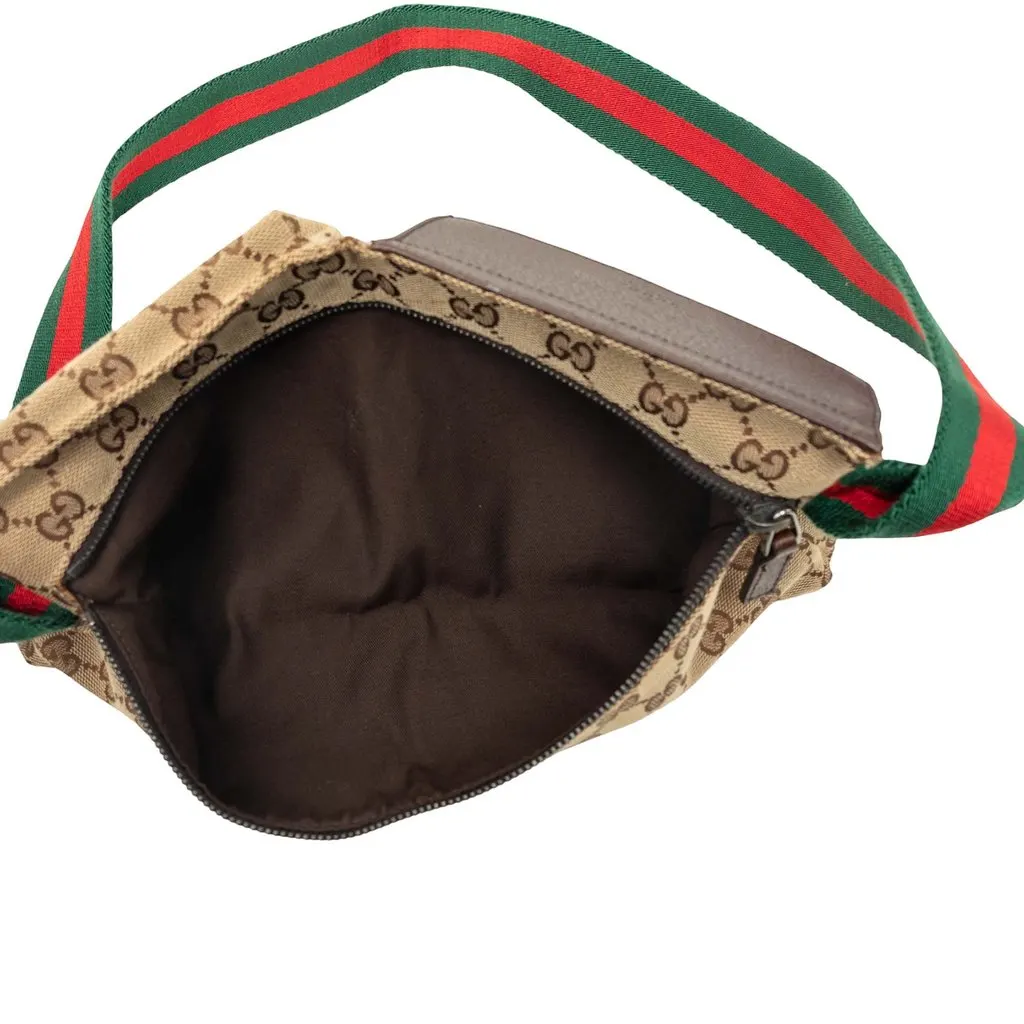 Gucci GG Canvas Web Double Pocket Belt Bag Beige Very good - Model View