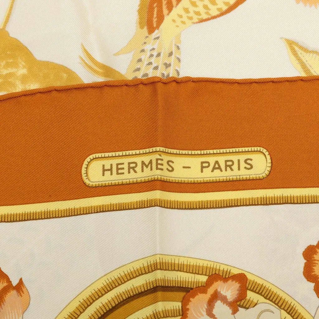 Hermès Caraibes Silk Scarf 90 White Very good - Back View