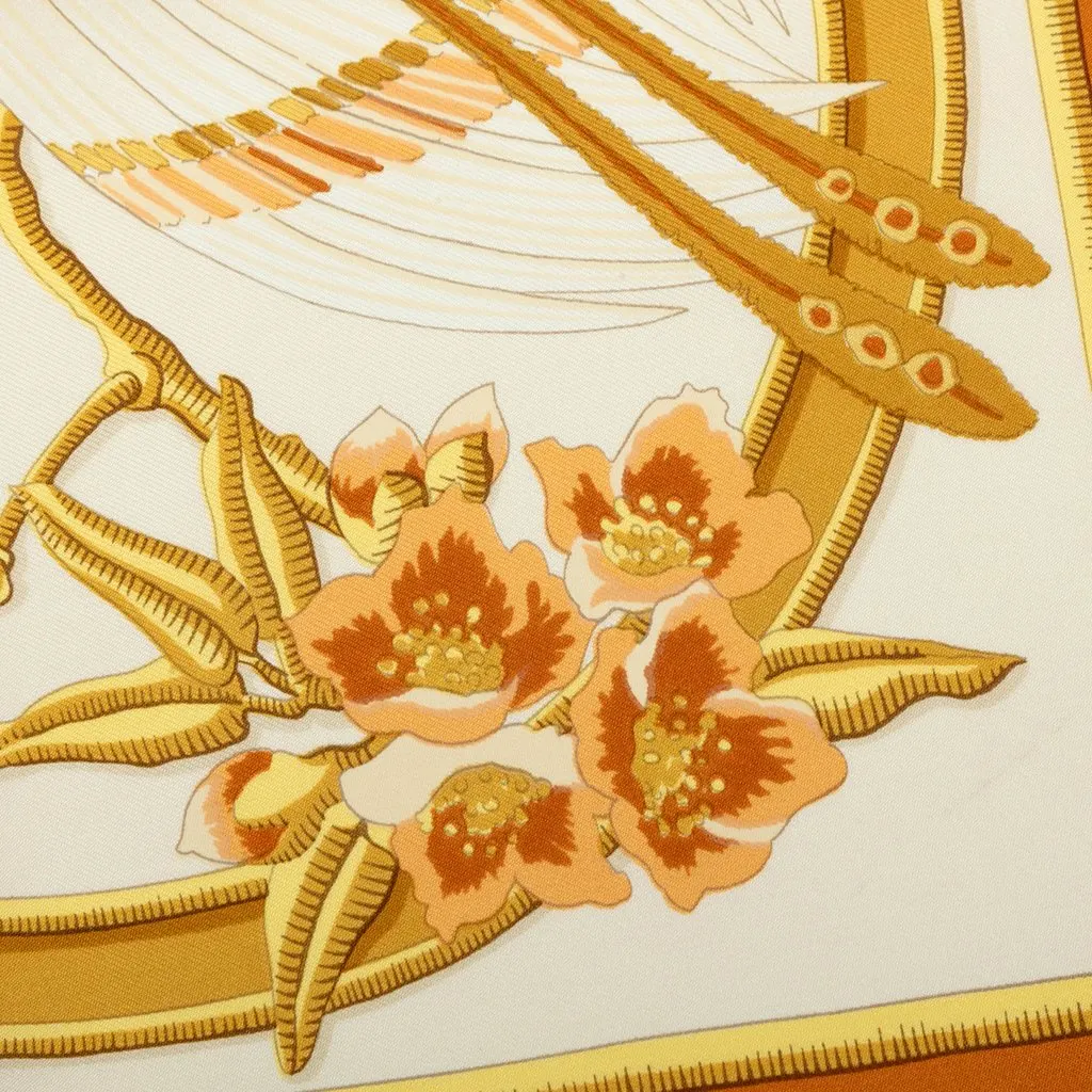 Hermès Caraibes Silk Scarf 90 White Very good - Box View