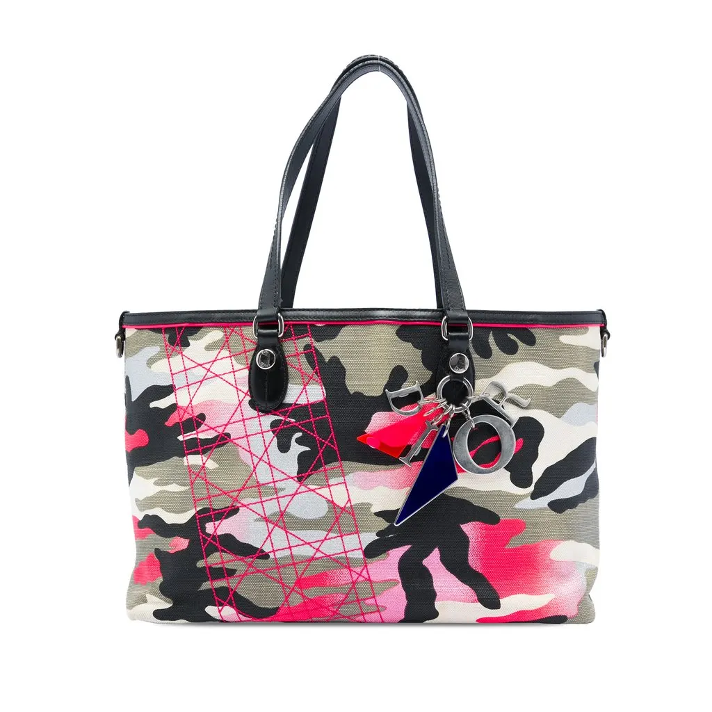 Dior Anselm Reyle Medium Canvas Camouflage Tote MultiColor Canvas Very good - Front View