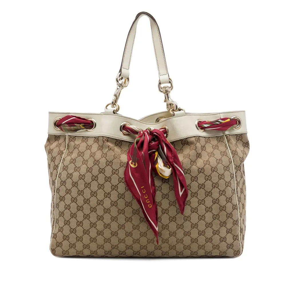 Gucci Large GG Canvas Positano Tote Beige Very good - Front View