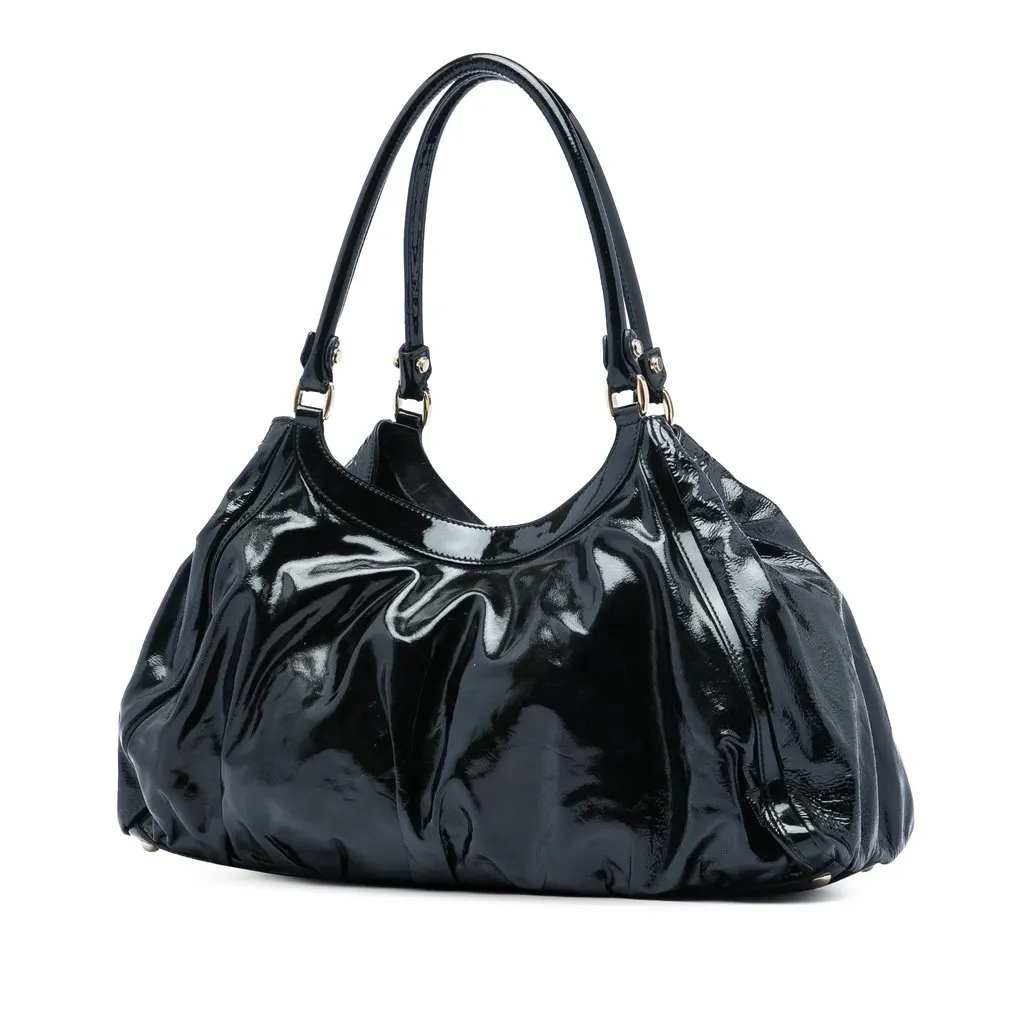 Gucci Patent Abbey D Ring Shoulder Bag Black Leather Very good - Back View