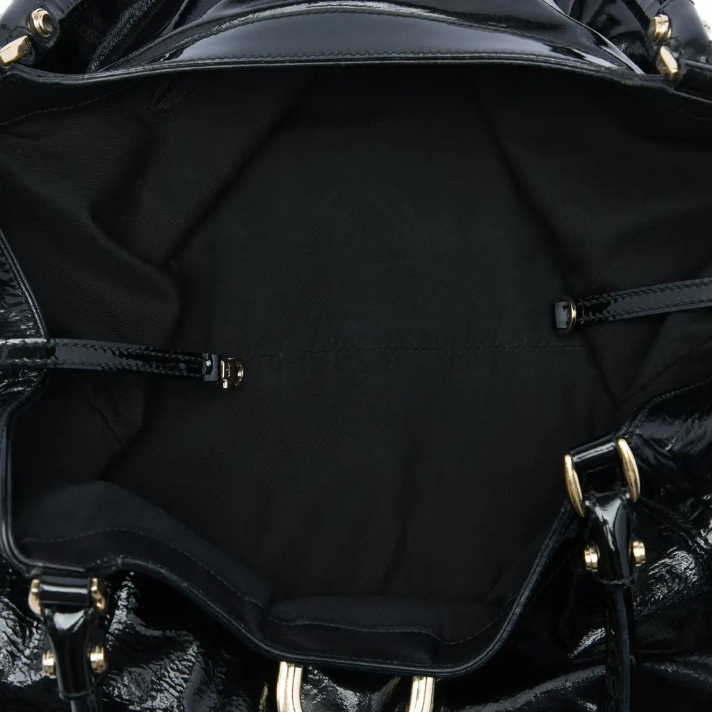 Gucci Patent Abbey D Ring Shoulder Bag Black Leather Very good - Model View