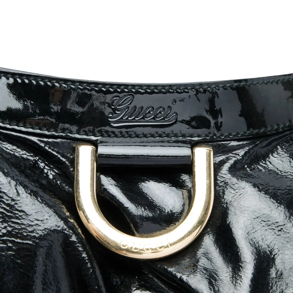 Gucci Patent Abbey D Ring Shoulder Bag Black Leather Very good - Box View