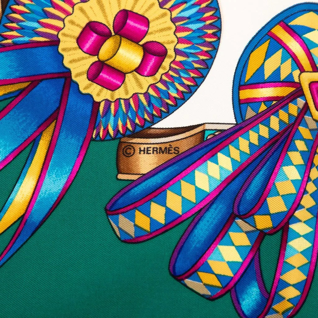 Hermès Les Rubans du Cheval Silk Scarf 90 White Never worn - Inside View