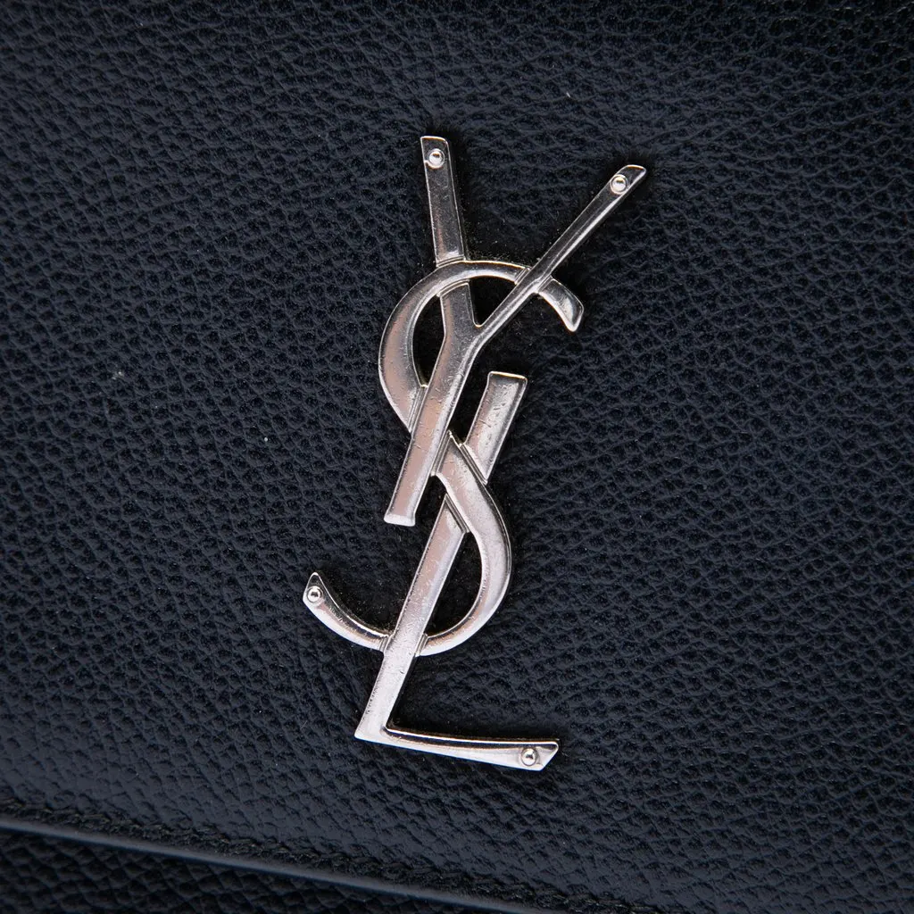 Saint Laurent Medium Grained Calfskin Monogram Sunset Crossbody Black Leather Very good - Box View