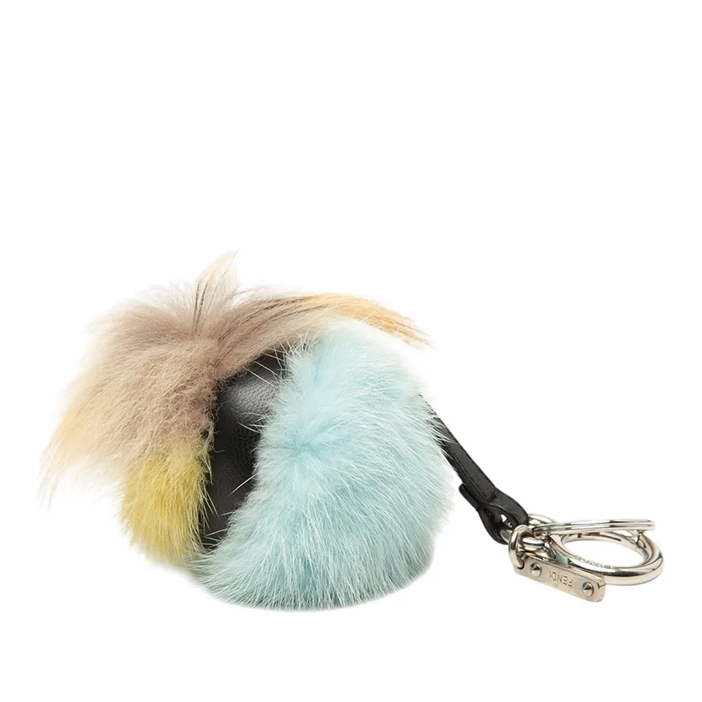 Fendi Tricolor Fur Monster Bug Key Chain and Bag Charm Blue Good - Front View