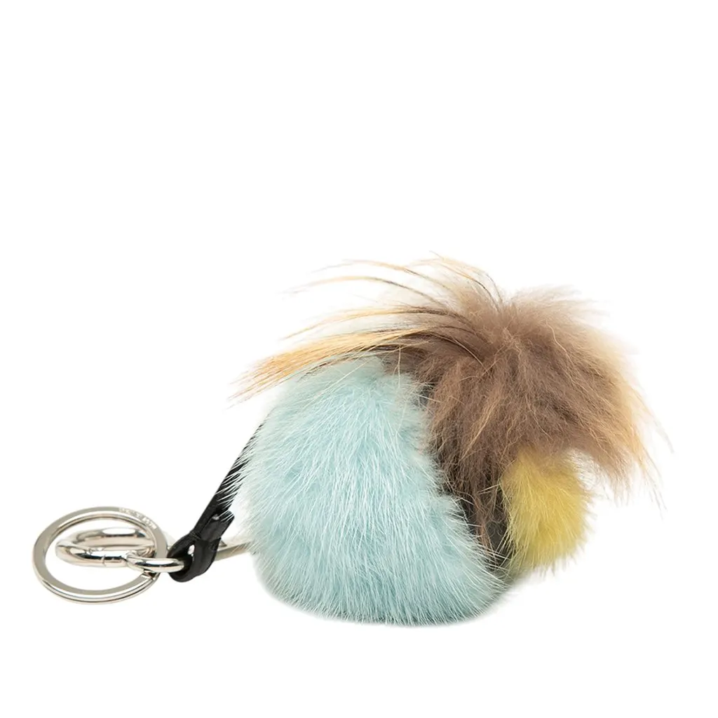 Fendi Tricolor Fur Monster Bug Key Chain and Bag Charm Blue Good - Back View