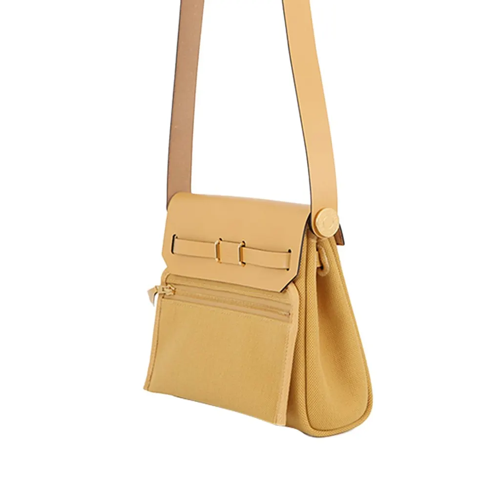 Hermès Military Toile and Vache Hunter Herbag Zip 20 Yellow Very good - Back View