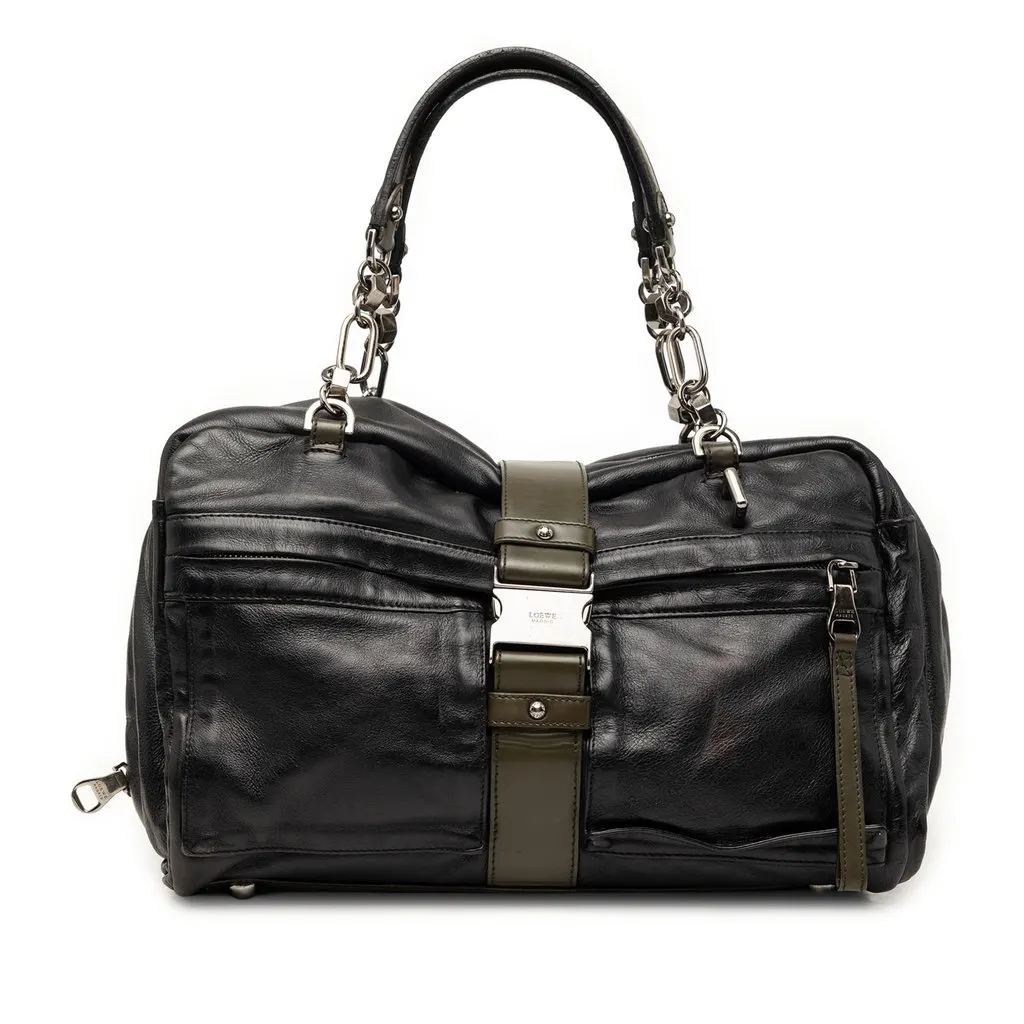 Loewe Bicolor Leather Laura 33 Handbag Black Leather Very good - Front View
