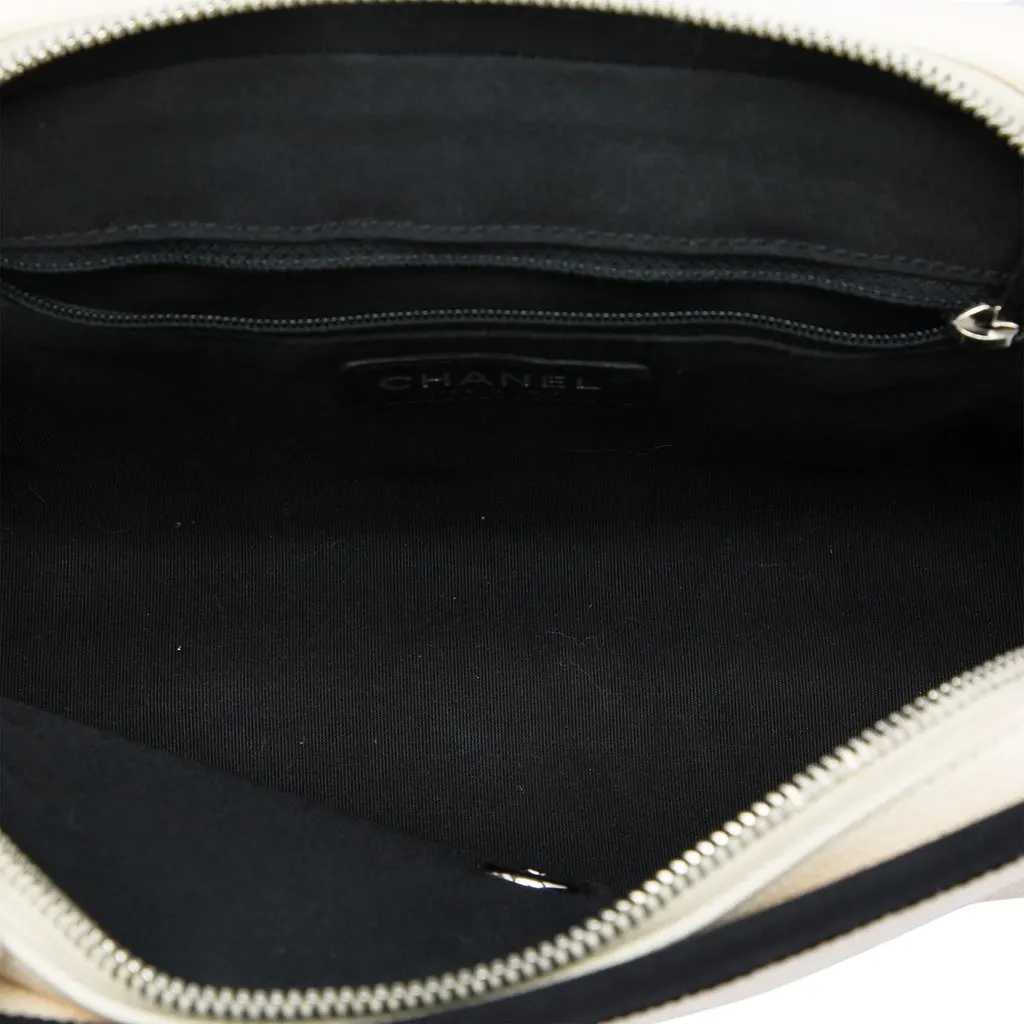 Chanel CC Bicolor Quilted Caviar and Grosgrain Top Handle Flap White Leather Very good - Model View